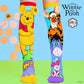 Colorful Disney Winnie the Pooh knee high socks featuring Pooh, Tigger, Eeyore and Piglet with plush 3D ears