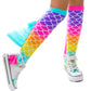 Mermaid socks with colorful scales and fringe, perfect for fun and dance. Ideal gift for adults.