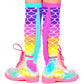 MERMAID SOCKS with colorful scales and playful fringe, perfect for fun outfits and gifts.